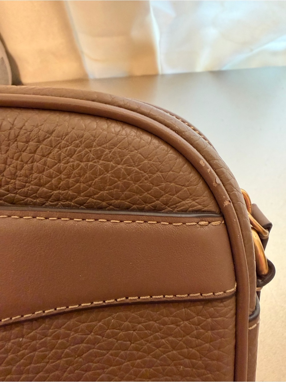 Coach Tan Pebbled Leather Crossbody Camera Bag - Picture 9 of 13